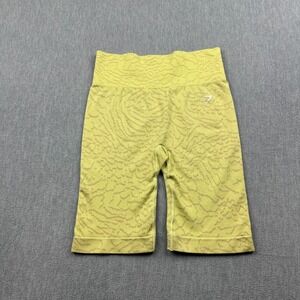 Gymshark Shorts Women Medium Yellow Adapt Animal Seamless 9" Cycling Bike Active